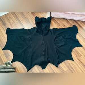 Black Hooded Sweater with Bat Wings